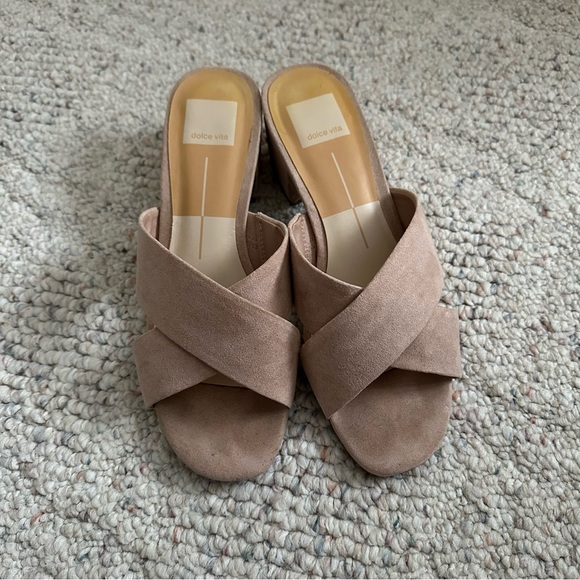 Dolce Vita Pale Pink Suede Heeled Sandals - Picture 3 of 5